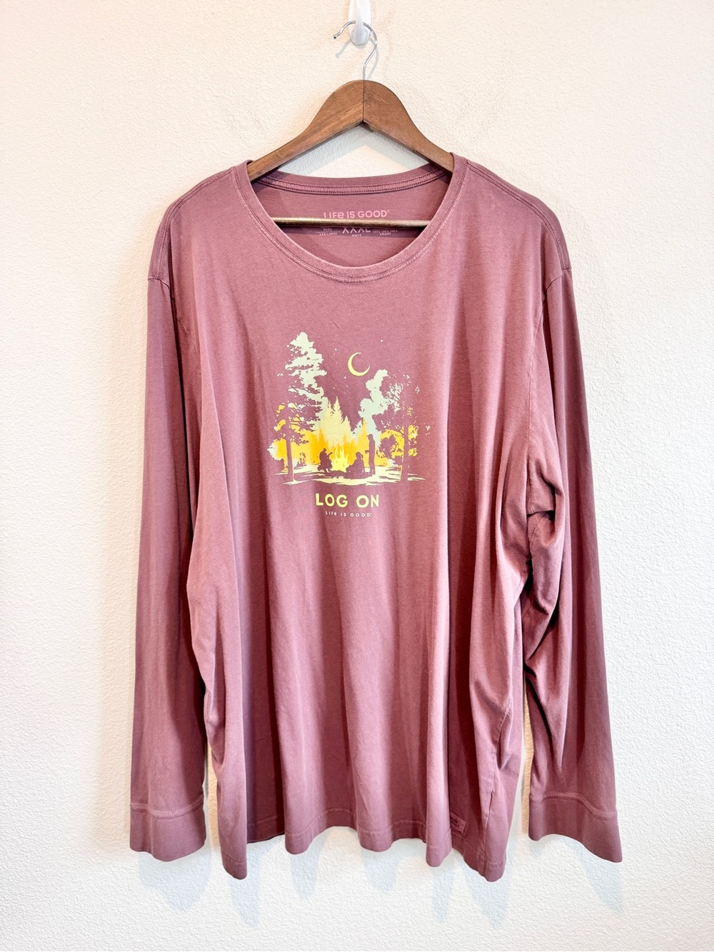 Life is Good Log On XXXL Long Sleeve Camping Outdoorsy Gorpcore Graphic Tee J60